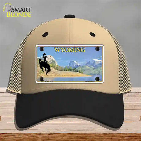 Wyoming Blank Novelty License Plate Hat Mesh / Khaki|Black