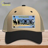 Wyoming Tag Novelty License Plate Hat Mesh / Khaki|Black