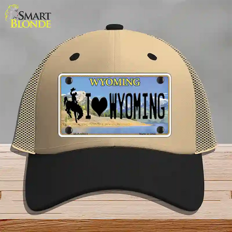 I Love Wyoming Novelty License Plate Hat Mesh / Khaki|Black