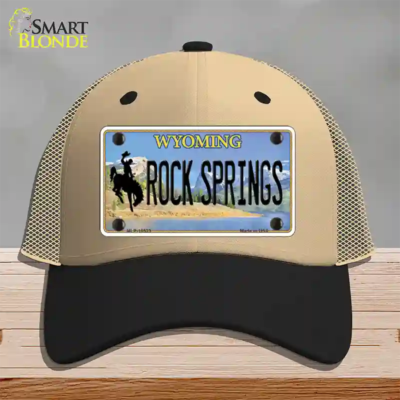 Rock Springs Wyoming Novelty License Plate Hat Mesh / Khaki|Black