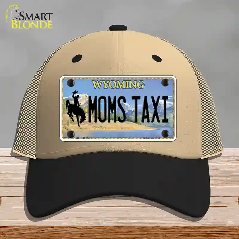 Moms Taxi Wyoming Novelty License Plate Hat Mesh / Khaki|Black