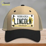 Lincoln Nebraska Novelty License Plate Hat Mesh / Khaki|Black