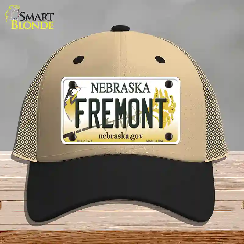 Fremont Nebraska Novelty License Plate Hat Mesh / Khaki|Black