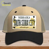 South Sioux City Nebraska Novelty License Plate Hat Mesh / Khaki|Black