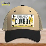 Cowboy Nebraska Novelty License Plate Hat Mesh / Khaki|Black