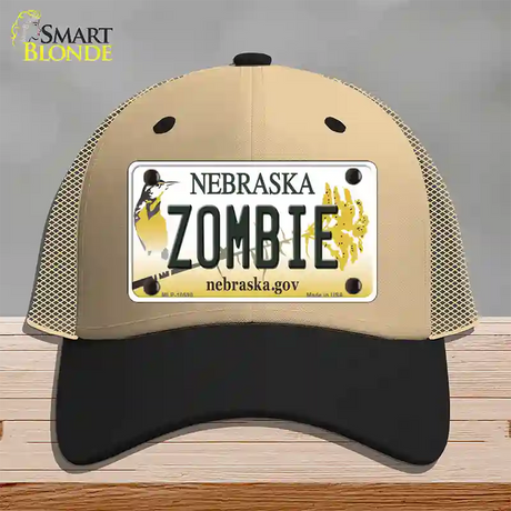 Zombie Nebraska Novelty License Plate Hat Mesh / Khaki|Black