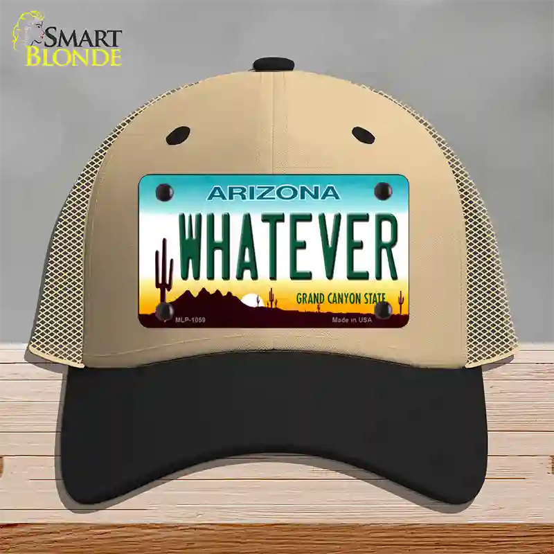 Whatever Arizona Novelty License Plate Hat Mesh / Khaki|Black