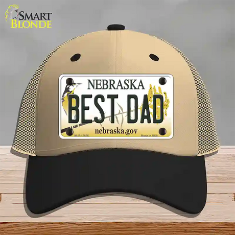 Best Dad Nebraska Novelty License Plate Hat Mesh / Khaki|Black