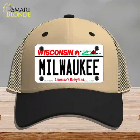 Milwaukee Wisconsin Novelty License Plate Hat Mesh / Khaki|Black