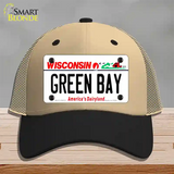 Green Bay Wisconsin Novelty License Plate Hat Mesh / Khaki|Black