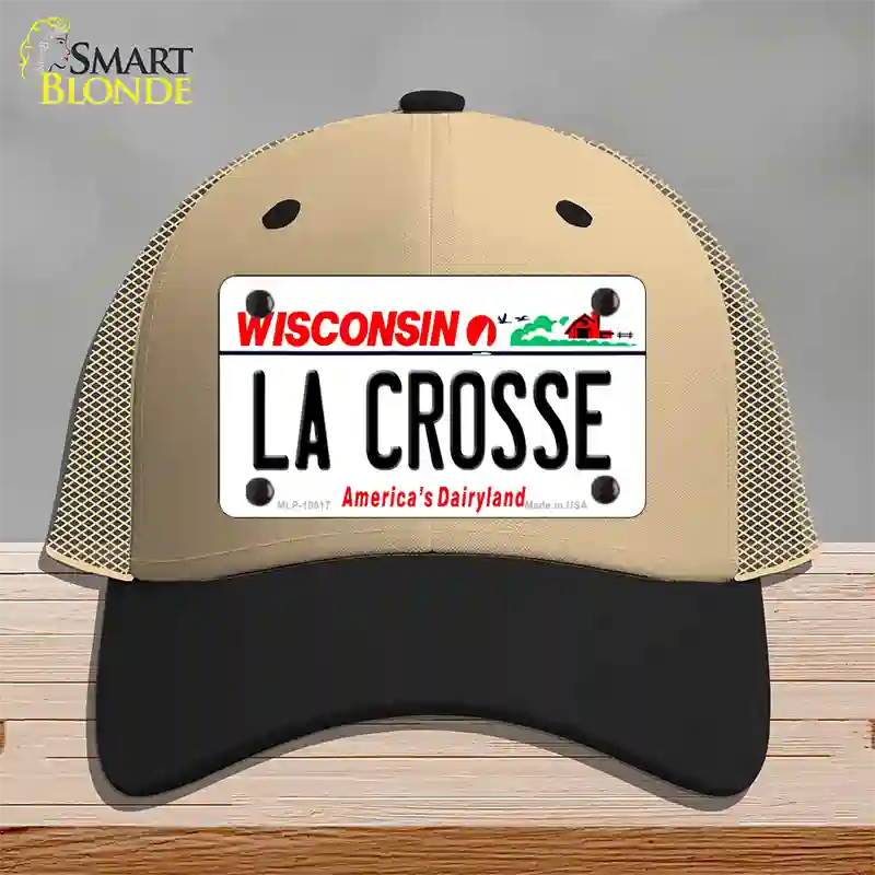 La Crosse Wisconsin Novelty License Plate Hat Mesh / Khaki|Black