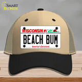 Beach Bum Wisconsin Novelty License Plate Hat Mesh / Khaki|Black