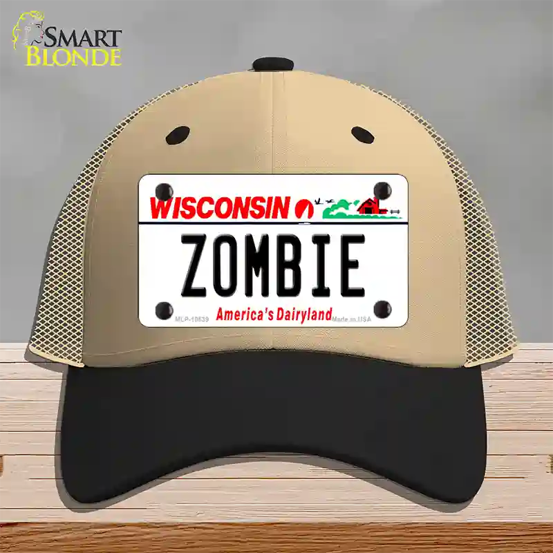 Zombie Wisconsin Novelty License Plate Hat Mesh / Khaki|Black