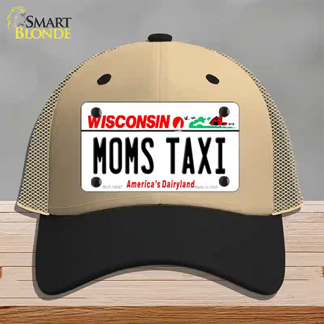 Moms Taxi Wisconsin Novelty License Plate Hat Mesh / Khaki|Black