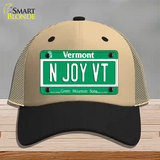 N Joy VT Vermont Novelty License Plate Hat Mesh / Khaki|Black