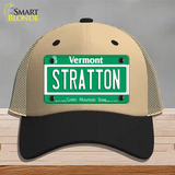 Stratton Vermont Novelty License Plate Hat Mesh / Khaki|Black