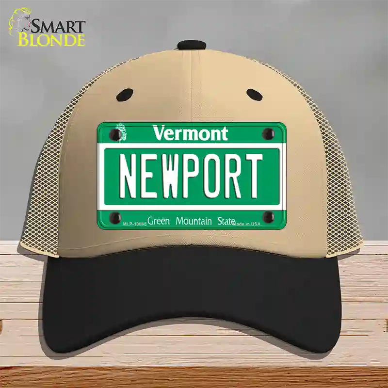 Newport Vermont Novelty License Plate Hat Mesh / Khaki|Black