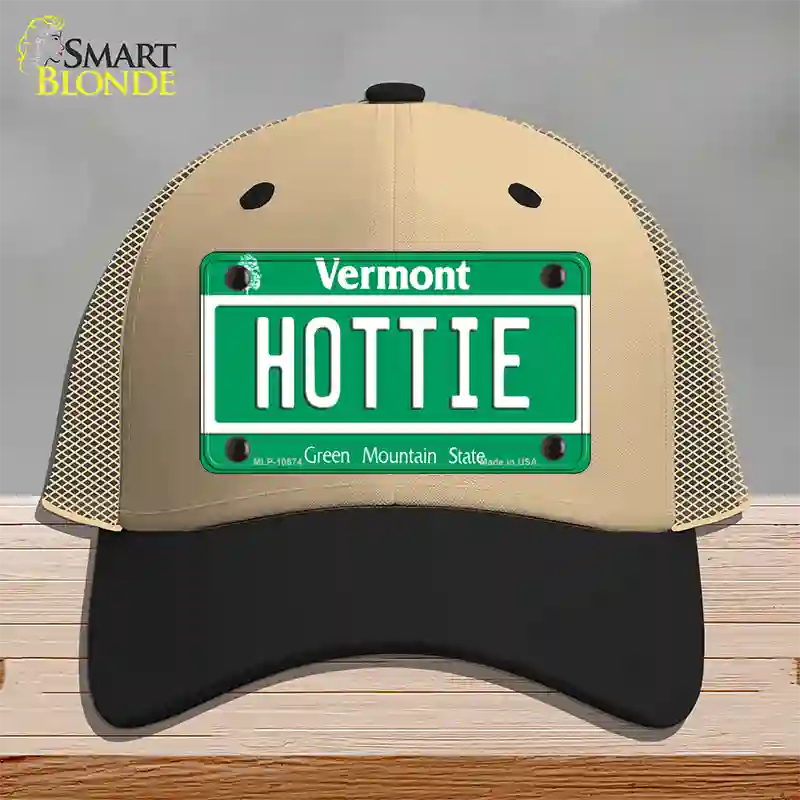 Hottie Vermont Novelty License Plate Hat Mesh / Khaki|Black