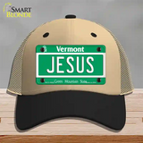 Jesus Vermont Novelty License Plate Hat Mesh / Khaki|Black