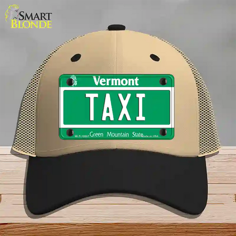 Taxi Vermont Novelty License Plate Hat Mesh / Khaki|Black