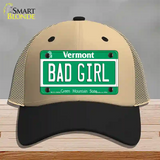 Bad Girl Vermont Novelty License Plate Hat Mesh / Khaki|Black