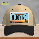 N Joy ND North Dakota Novelty License Plate Hat Mesh / Khaki|Black