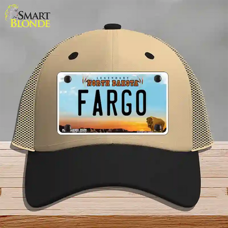 Fargo North Dakota Novelty License Plate Hat Mesh / Khaki|Black