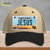 Jesus North Dakota Novelty License Plate Hat Mesh / Khaki|Black