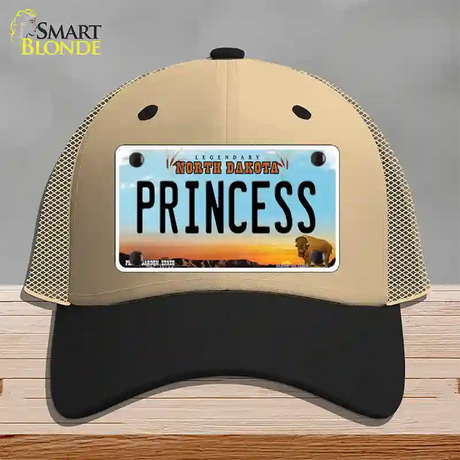 Princess North Dakota Novelty License Plate Hat Mesh / Khaki|Black