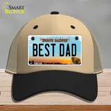 Best Dad North Dakota Novelty License Plate Hat Mesh / Khaki|Black