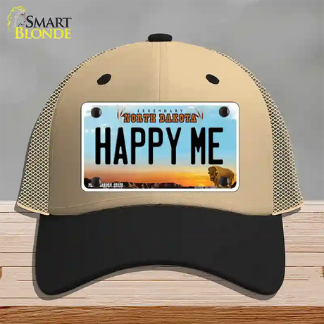 Happy Me North Dakota Novelty License Plate Hat Mesh / Khaki|Black