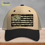 Camo American Flag Novelty License Plate Hat Mesh / Khaki|Black