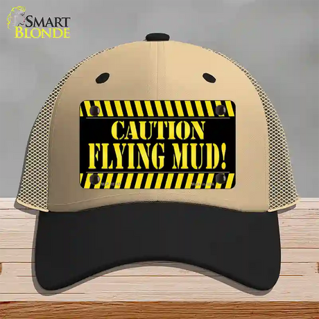 Caution Flying Mud Novelty License Plate Hat Mesh / Khaki|Black