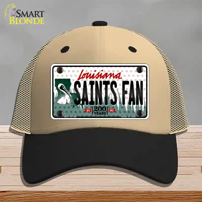 Saints Fan Louisiana Novelty License Plate Hat Mesh / Khaki|Black