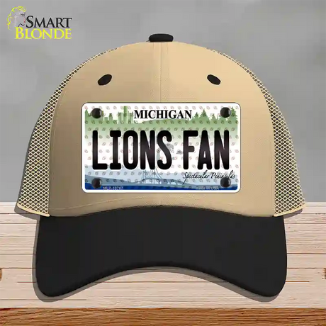 Lions Fan Michigan Novelty License Plate Hat Mesh / Khaki|Black