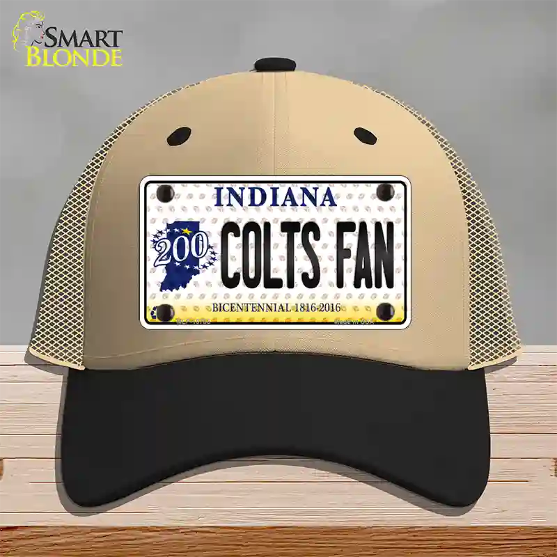 Colts Fan Bicentennial Indiana Novelty License Plate Hat Mesh / Khaki|Black