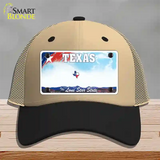 Texas New State Novelty License Plate Hat Mesh / Khaki|Black