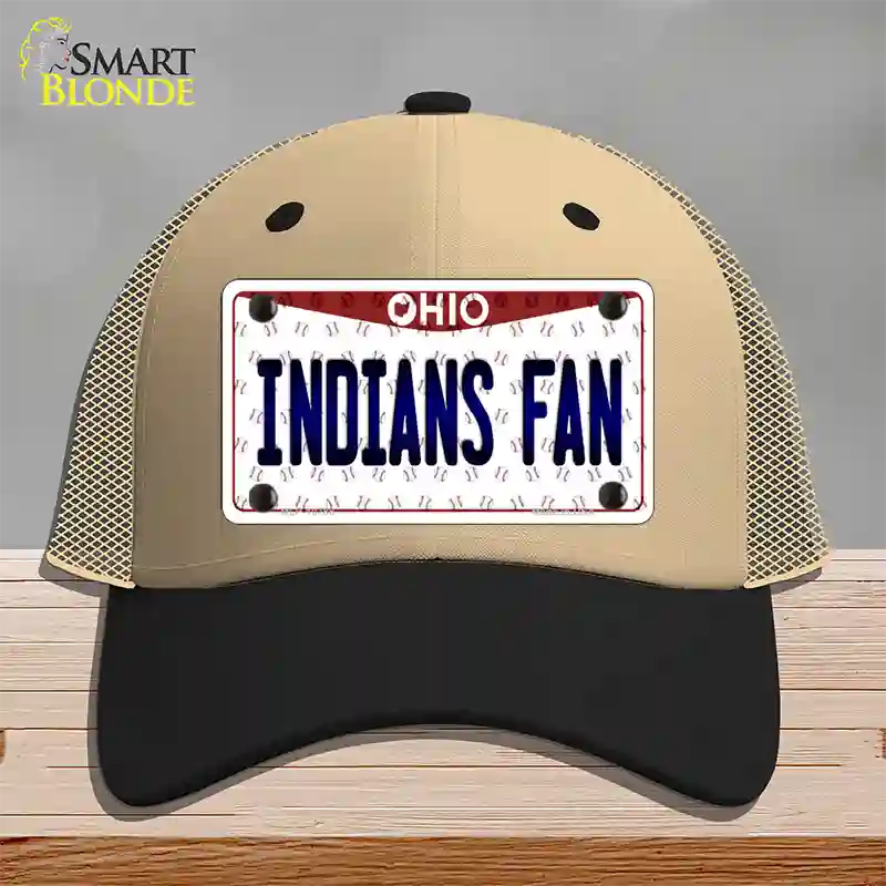 Indians Fan Ohio Novelty License Plate Hat Mesh / Khaki|Black