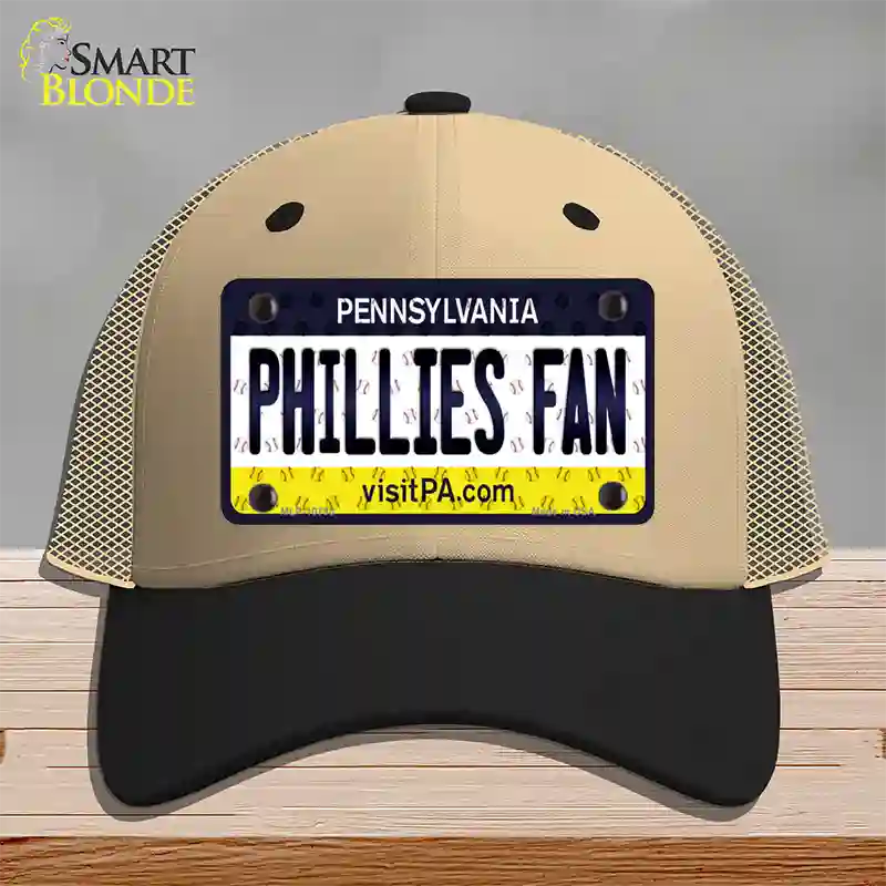 Phillies Fan Pennsylvania Novelty License Plate Hat Mesh / Khaki|Black