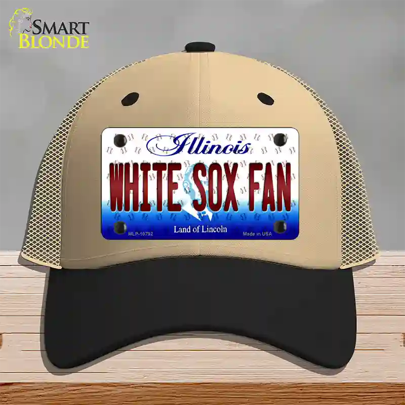 White Sox Fan Illinois Novelty License Plate Hat Mesh / Khaki|Black