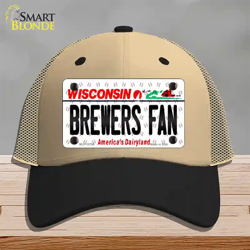 Brewers Fan Wisconsin Novelty License Plate Hat Mesh / Khaki|Black