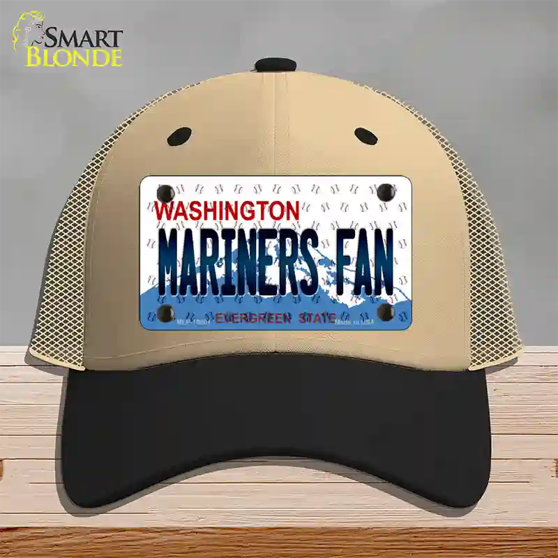 Mariners Fan Washington Novelty License Plate Hat Mesh / Khaki|Black