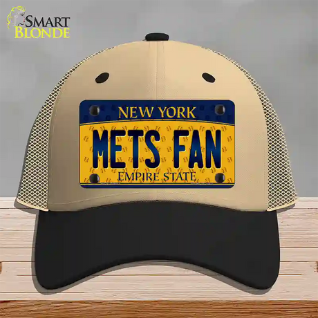 Mets Fan New York Novelty License Plate Hat Mesh / Khaki|Black