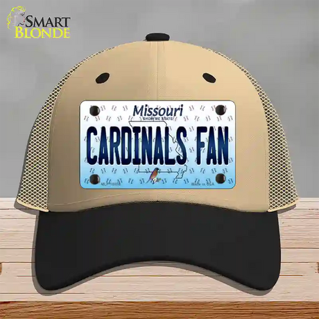 Cardinals Fan Missouri Novelty License Plate Hat Mesh / Khaki|Black