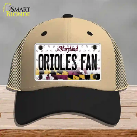 Orioles Fan Maryland Novelty License Plate Hat Mesh / Khaki|Black