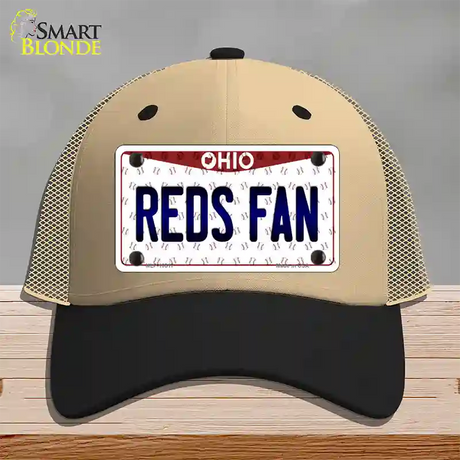 Reds Fan Ohio Novelty License Plate Hat Mesh / Khaki|Black