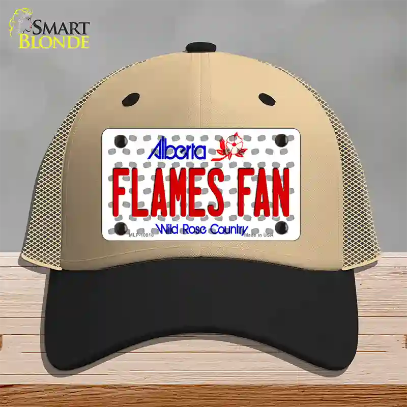 Flames Fan Alberta Novelty License Plate Hat Mesh / Khaki|Black