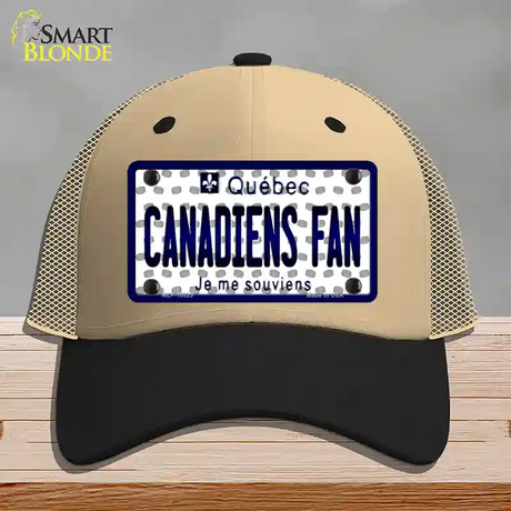 Canadiens Fan Quebec Novelty License Plate Hat Mesh / Khaki|Black