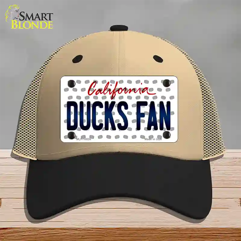 Ducks Fan California Novelty License Plate Hat Mesh / Khaki|Black