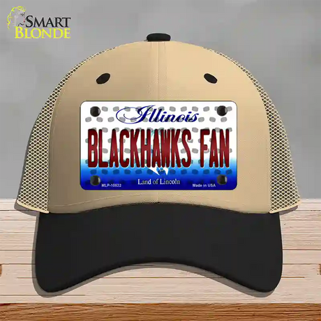 Blackhawks Fan Illinois Novelty License Plate Hat Mesh / Khaki|Black